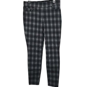 Nine West Sz 8 Heidi Pull-On Skinny Plaid Pants Gray Black Career Casual NWT